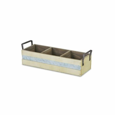 H2H Rustic White Wooden 3 Slot Storage Caddy H21706232